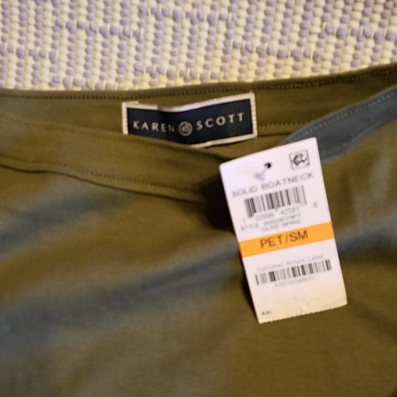 New Karen Scott Olive Petite Elbow Sleeve Top - Picture 4 of 6